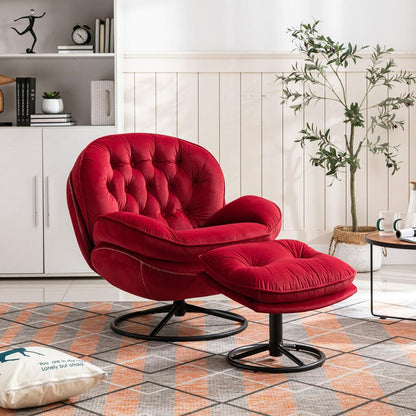 Accent chair TV Chair Living room Chair with Ottoman-RED