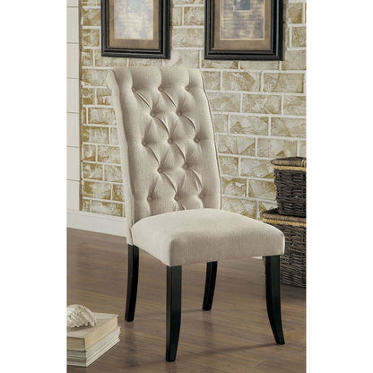 Dining Room Furniture Contemporary Rustic Style Beige Fabric Upholstered Tufted Set of 2 Chairs Kitchen Breakfast