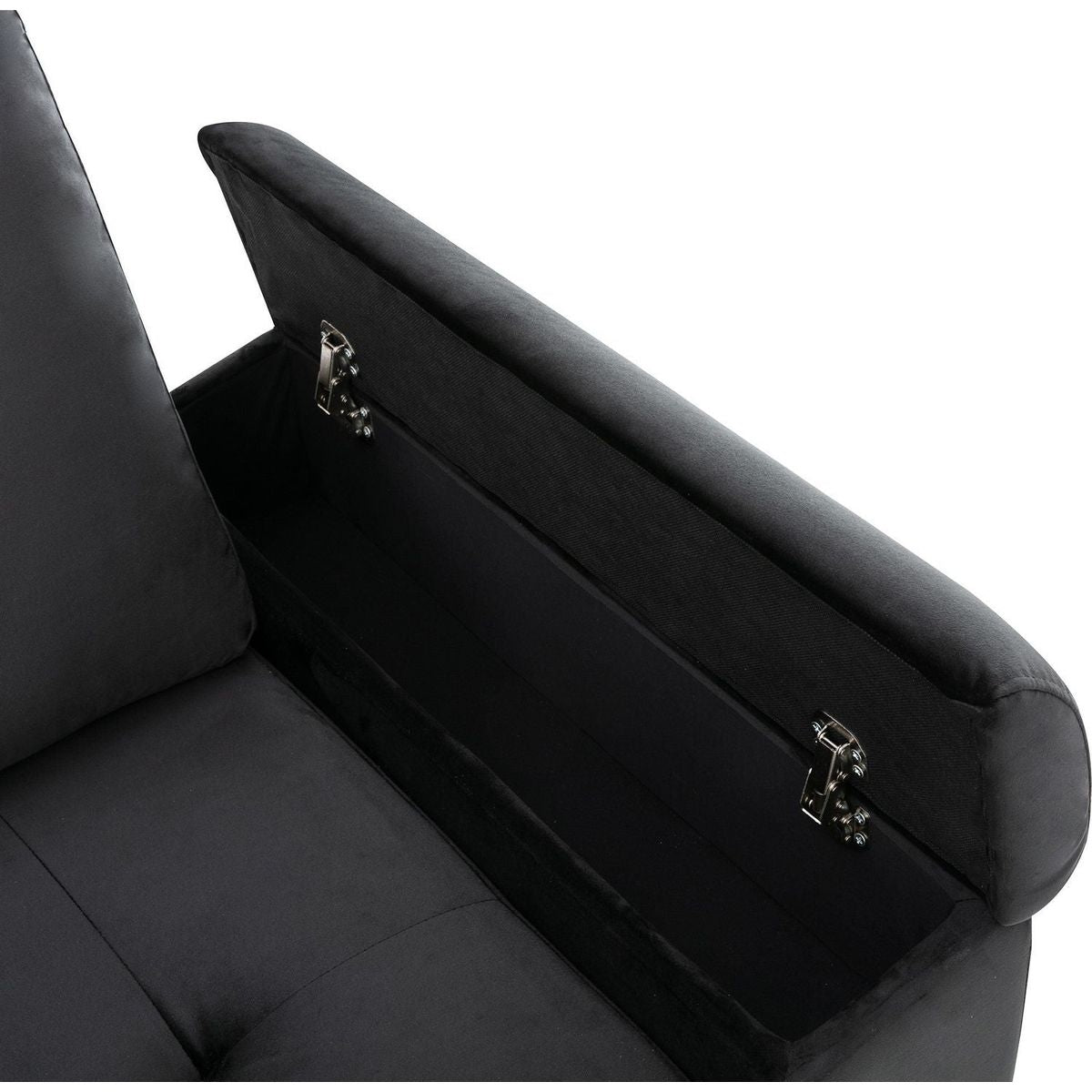 Sleeper Sectional Sofa, L-Shape Corner Couch Sofa-Bed with Storage Ottoman & Hidden Arm Storage & USB Charge for Living Room Apartment, Black