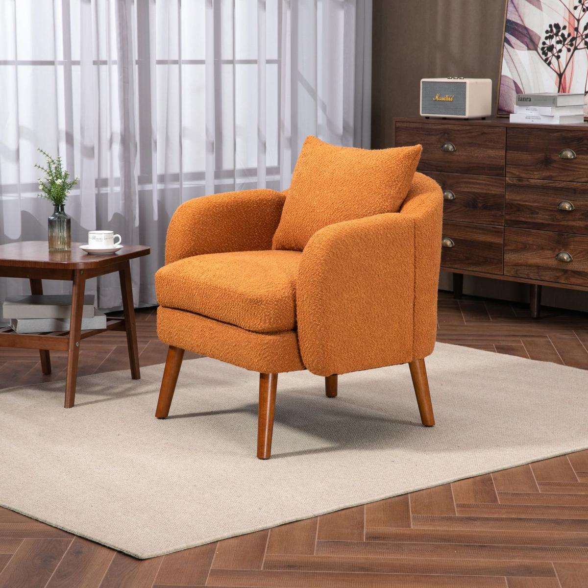 Wood Frame Armchair, Modern Accent Chair Lounge Chair for Living Room