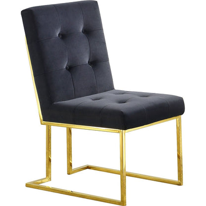 Modern Velvet Dining Chair Set of 2, Tufted Design and Gold Finish Stainless Base