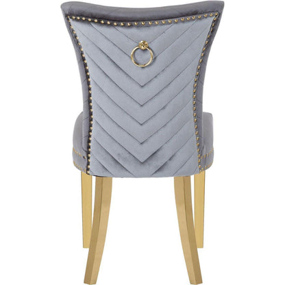 Eva 2 Piece Gold Legs Dining Chairs Finished with Velvet Fabric in Gray