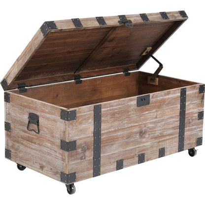 Antique Reclaimed Wood Gray Trunk Table And Side Table S/3 with Large Storage Dress Up Your Liviing Room