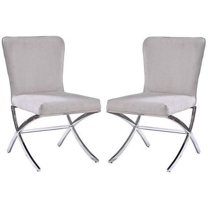 Daire Side Chair (Set-2) in Velvet & Chrome