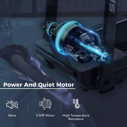 Portable Compact Treadmill;Electric Motorized 3.5HP;14KM/H;Medium Running Machine Motorised Gym 330lbs;Foldable for Home Gym Fitness Workout Jogging Walking;Bluetooth Speaker APP FITIME