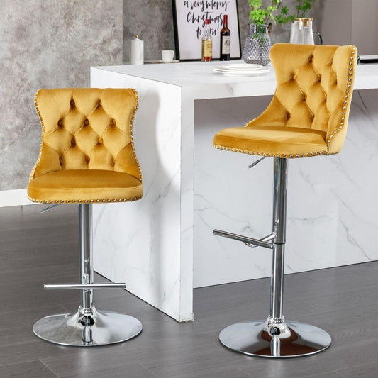 Swivel Velvet Barstools Adjustable Seat Height from 25-33 Inch - Streamdale Furniture