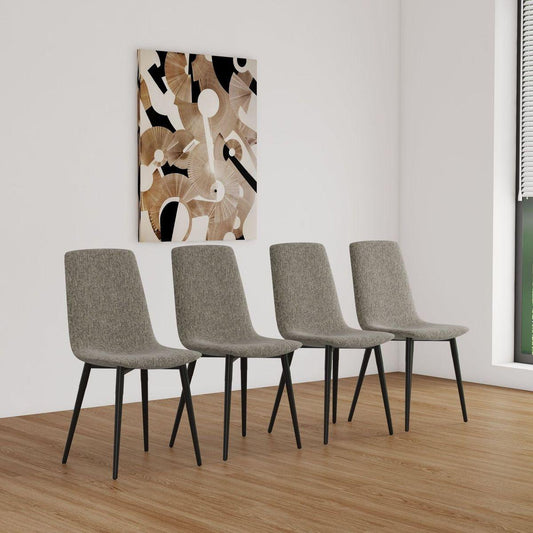 Dining Chairs Set of 4,Modern Kitchen Dining Room Chairs,Upholstered Dining Accent Chairs in linen Cushion Seat and Sturdy Black Metal Legs(Grey)