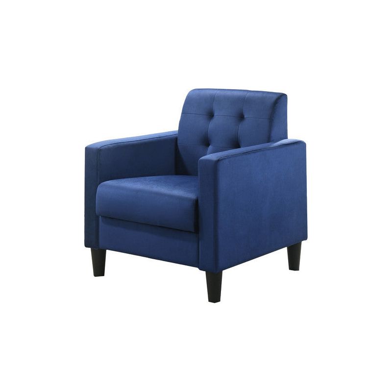 Hale Blue Velvet Armchairs and End Table Living Room Set