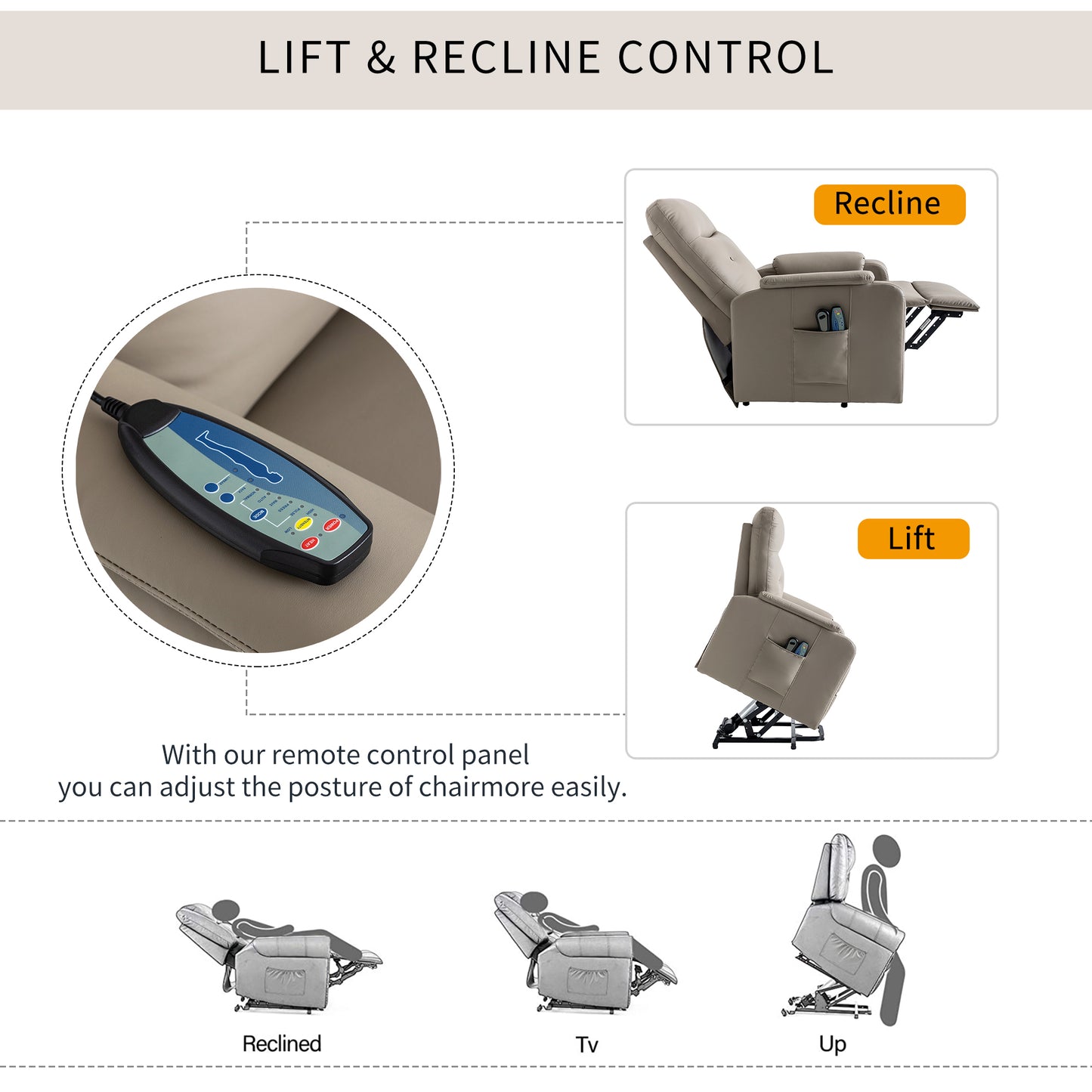 Massage Recliner Chair Electric Power Lift Chairs with Side Pocket, Adjustable Massage and Heating Function for Adults and Seniors, Olive Grey