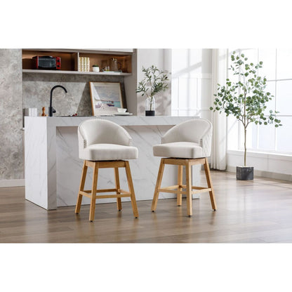 Bar Stools Set of 2 Counter Height Chairs with Footrest for Kitchen, Dining Room And 360 Degree Swivel