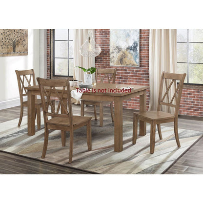 Casual Brown Finish Side Chairs Set of 2 Pine Veneer Transitional Double-X Back Design Dining Room Furniture