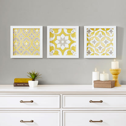 Tuscan Tiles Distressed Yellow Medallion 3-piece Wall Decor Set