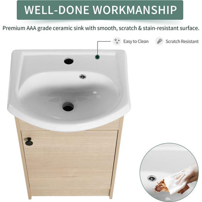 Freestanding 18 Inch Bathroom Vanity, Small Bathroom Vanity With Sink, Bathroom Vanity and Sink Combo (KD-PACKING)-G-BVB02218PLO