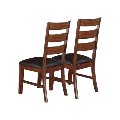 Sara Ladder Back Dining Side Chairs in Brown, Set of 2