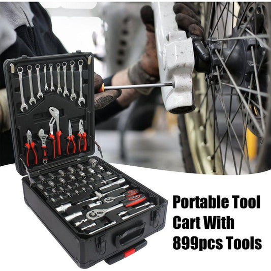 Black Hand Tool Box with 4 layers of Toolset and wheels