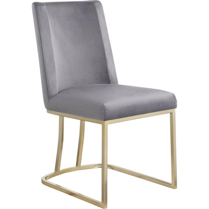 Dining Chairs, Velvet Upolstered Side Chair, Gold Metal Legs (Set of 2) - Gray