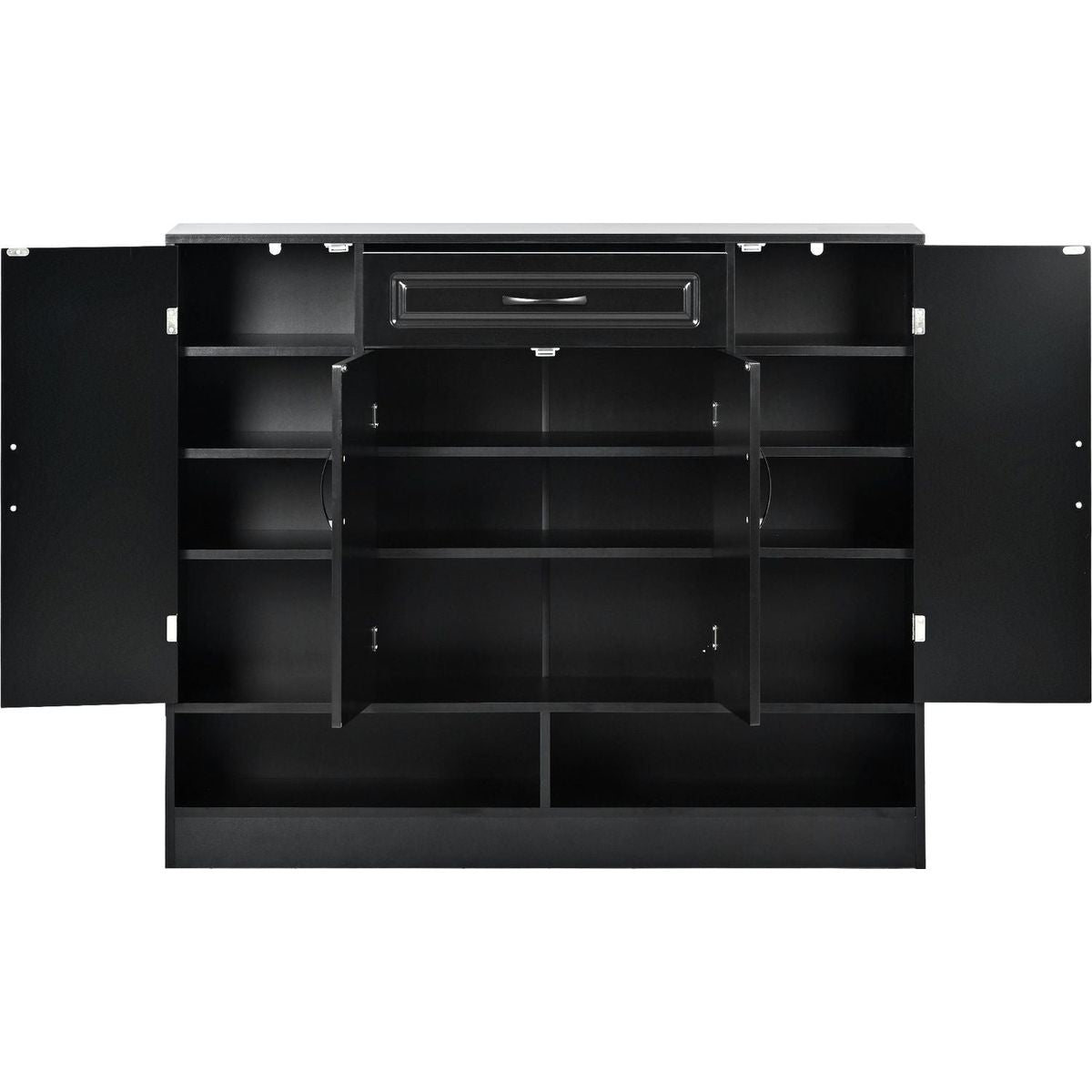 Sleek and Modern Shoe Cabinet with Adjustable Shelves, Minimalist Shoe Storage Organizer with Sturdy Top Surface, Space-saving Design Side Board for Various Sizes of Items, Black