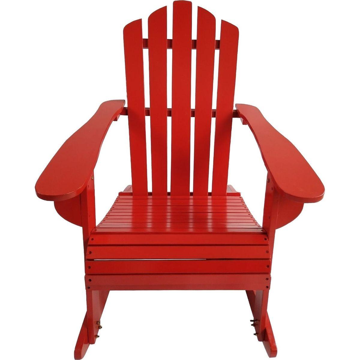 Reclining Wooden Outdoor Rocking Adirondack chair, Red