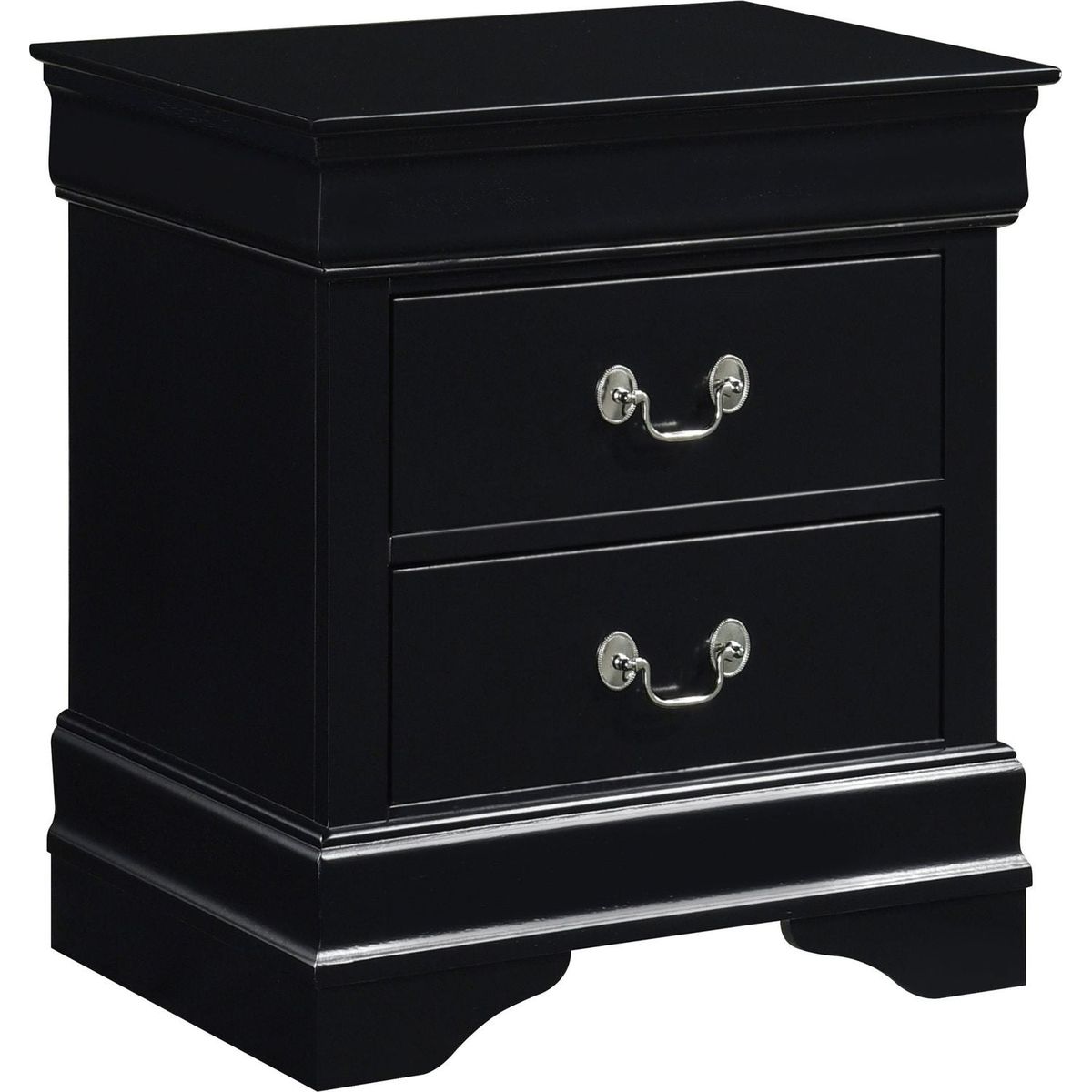 Classic Louis Philippe Style Black Finish 1pc Nightstand of Drawers Traditional Design Bedroom Furniture