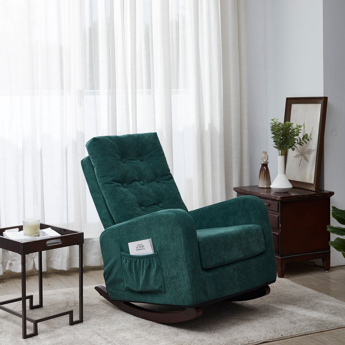 Accent chair TV Chair Living room Chair Lazy Recliner Comfortable Fabric Leisure Sofa, Modern High Back Armchair