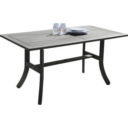 Renaissance Outdoor Patio Hand-scraped Wood Rectangular Dining Table with Curvy Legs