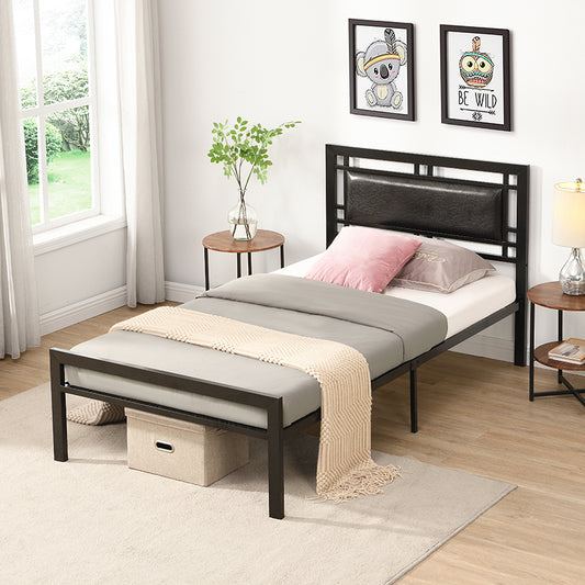 Twin Size metal bed Sturdy System Metal Bed Frame, Modern style and comfort to any bedroom, black