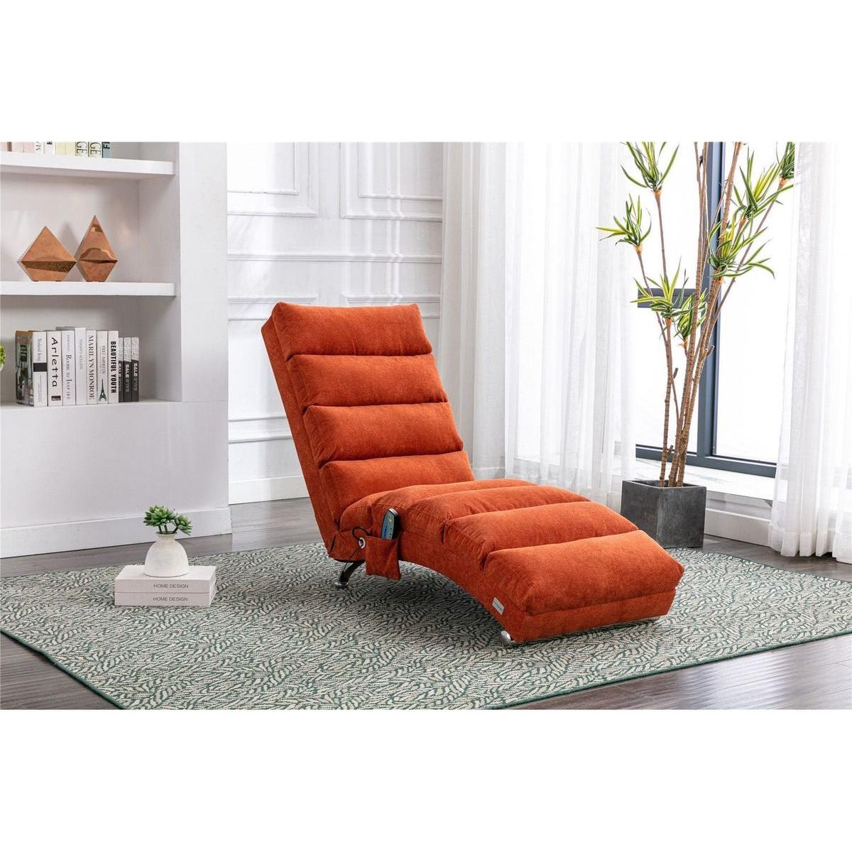 Linen Chaise Lounge Indoor Chair, Modern Long Lounger for Office or Living Room