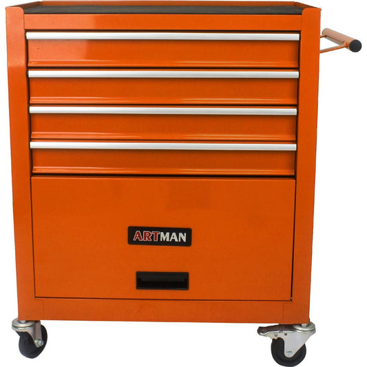4 DRAWERS MULTIFUNCTIONAL TOOL CART WITH WHEELS-ORANGE