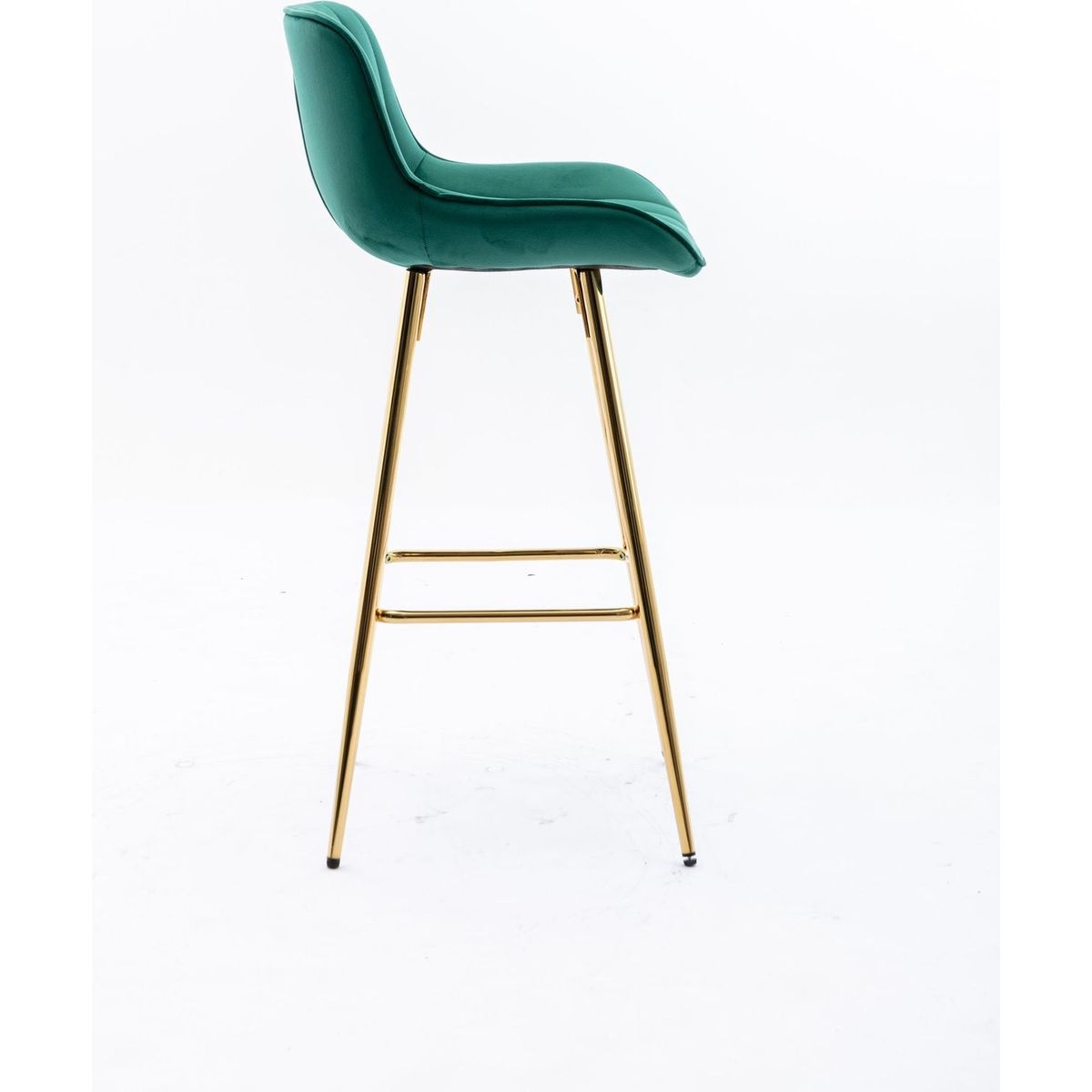 26 Inch Set of 2 Bar Stools, with Chrome Footrest Velvet Fabric Counter Stool Golden Leg Simple Bar Stool, GREEN