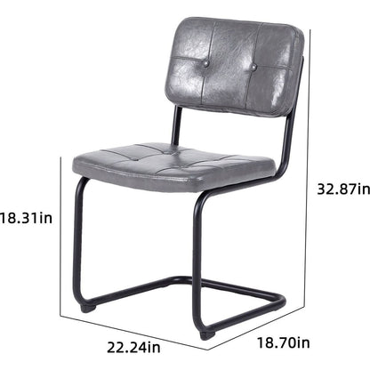 Ligth grey modern simple style dining chair PU leather black metal pipe dining room furniture chair set of 2