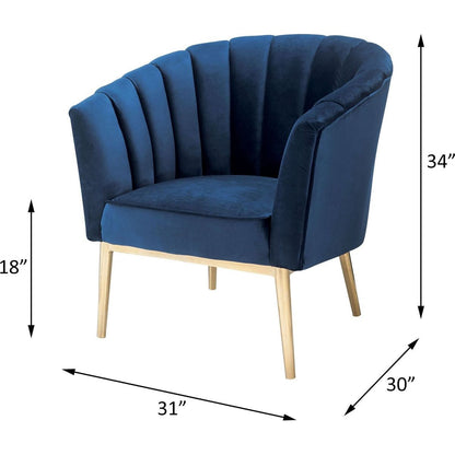 Colla Accent Chair in Midnight Blue Velvet & Gold