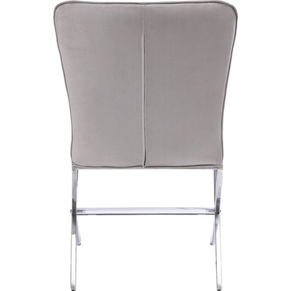 Daire Side Chair (Set-2) in Velvet & Chrome