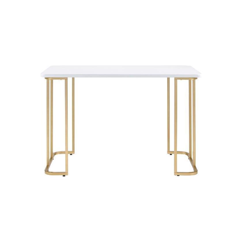 Estie Writing Desk, White & Gold Finish