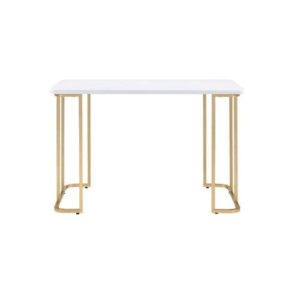 Estie Writing Desk, White & Gold Finish