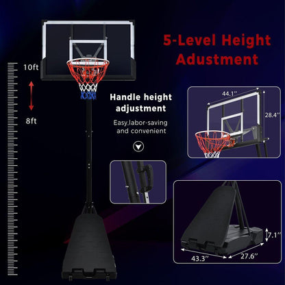 Portable Basketball Hoop Basketball System 8-10ft Height Adjustable for Youth Adults LED Basketball Hoop Lights, Colorful lights, Waterproof uper Bright to Play at Night Outdoors,Good Gift for Kids