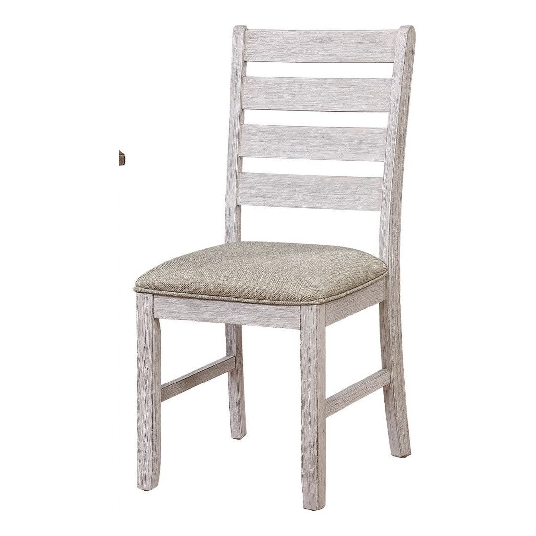 Casual Dining Room Side Chairs 2pc Set Grayish White Finish Upholstered Seat Transitional Design Furniture