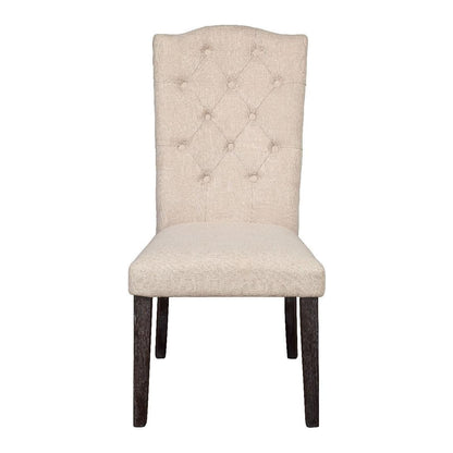 Gerardo Side Chair (Set-2) in Beige Linen & Weathered Espresso