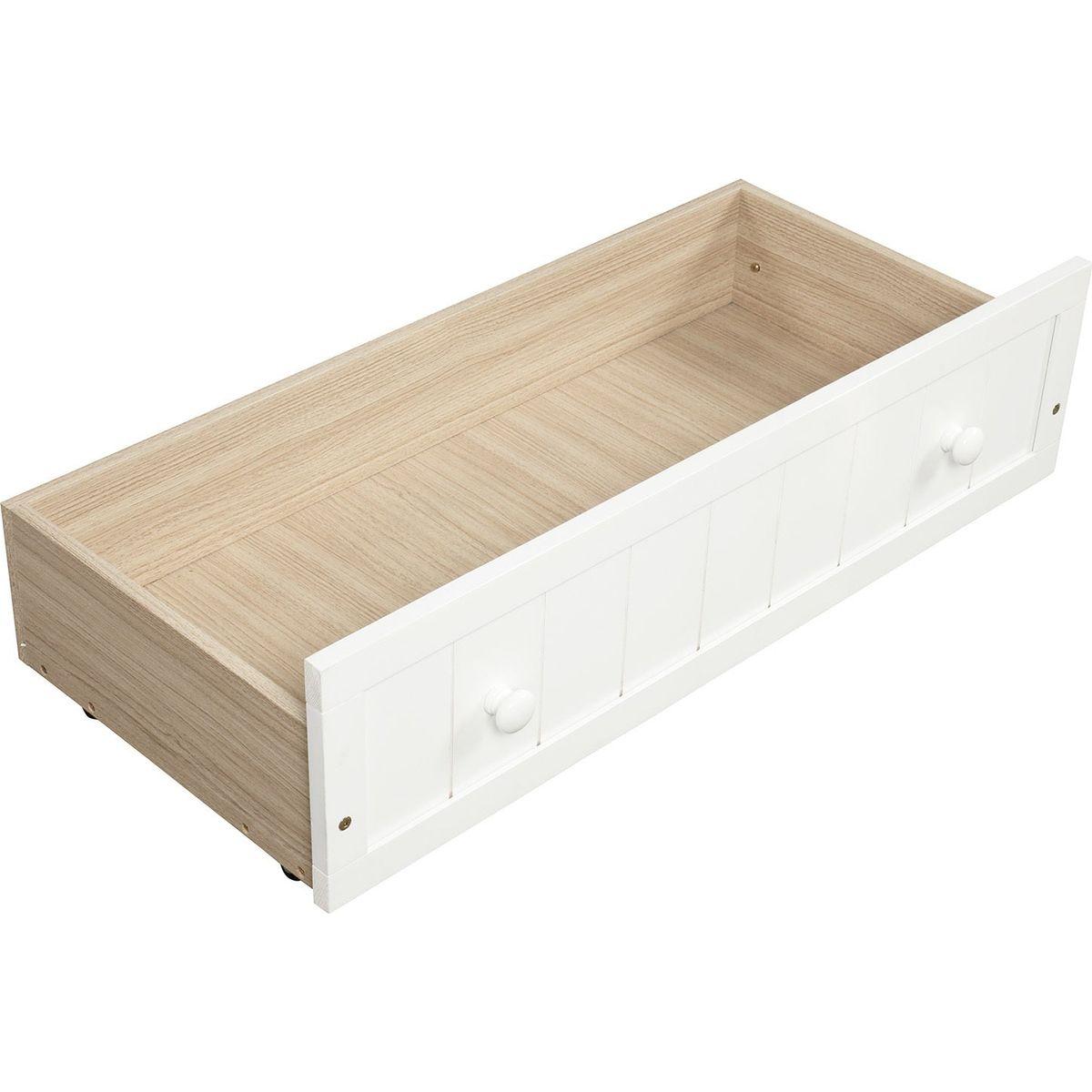 Twin Wooden Daybed with 2 drawers, Sofa Bed for Bedroom Living Room, No Box Spring Needed, White