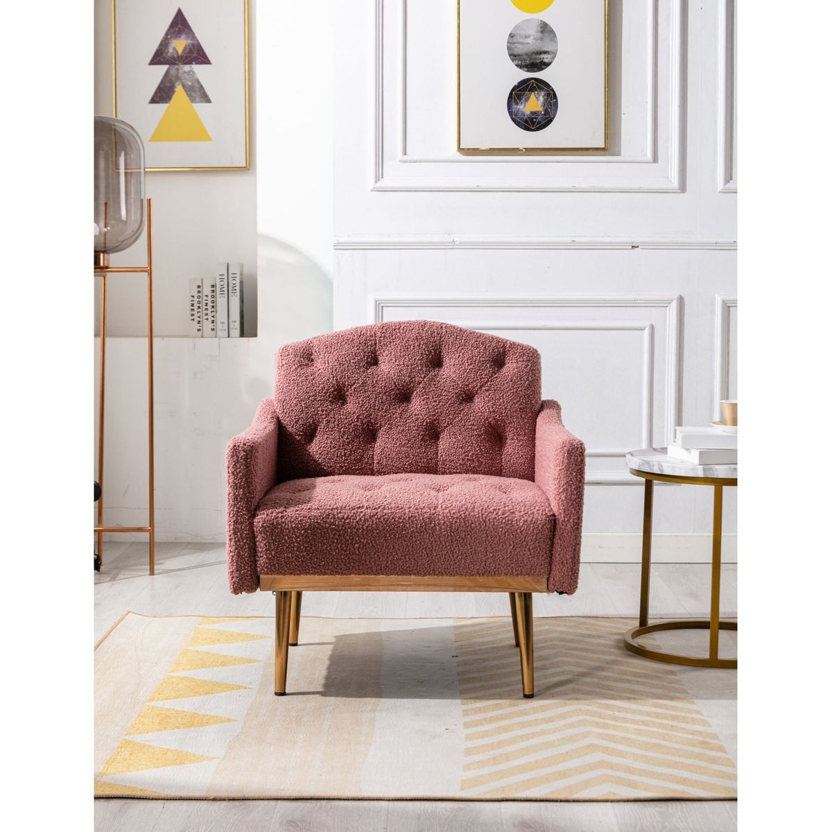 Accent Chair, leisure single sofa with Rose Golden feet