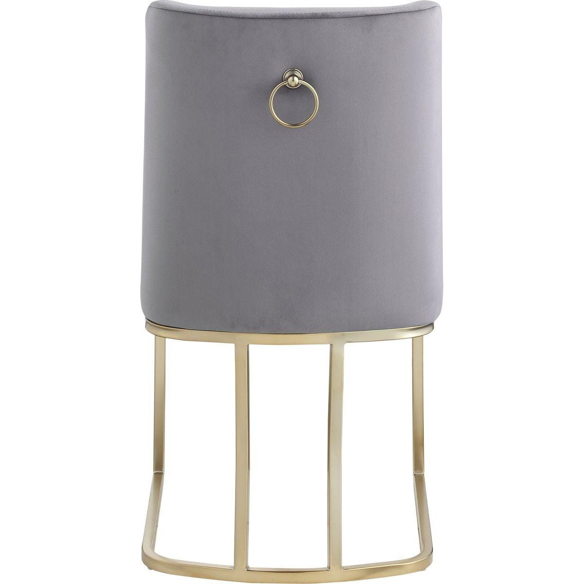 Dining Chairs, Velvet Upolstered Side Chair, Gold Metal Legs (Set of 2) - Gray