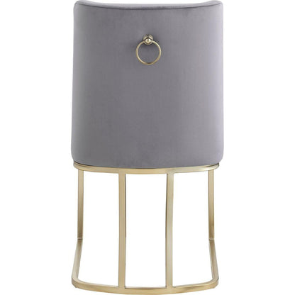 Dining Chairs, Velvet Upolstered Side Chair, Gold Metal Legs (Set of 2) - Gray