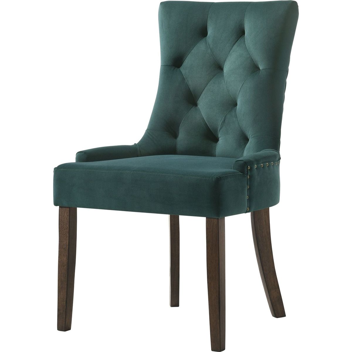 Farren Side Chair, Green Velvet & Espresso Finish