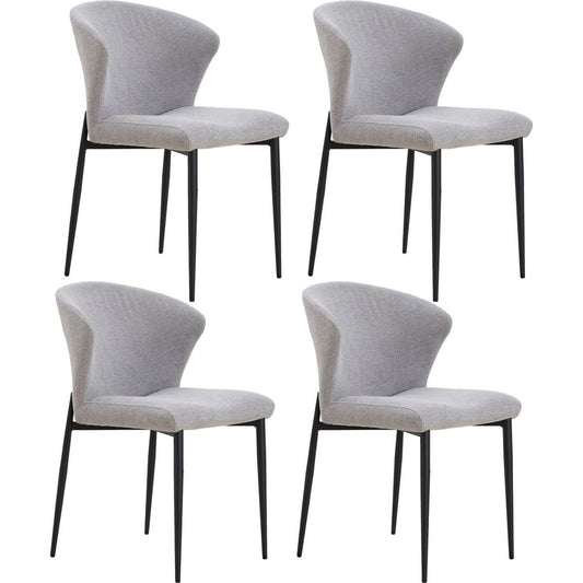 Dining Chairs set of 4, Upholstered Side Chairs, Adjustable Kitchen Chairs Accent Chair Cushion Upholstered Seat with Metal Legs for Living Room Grey