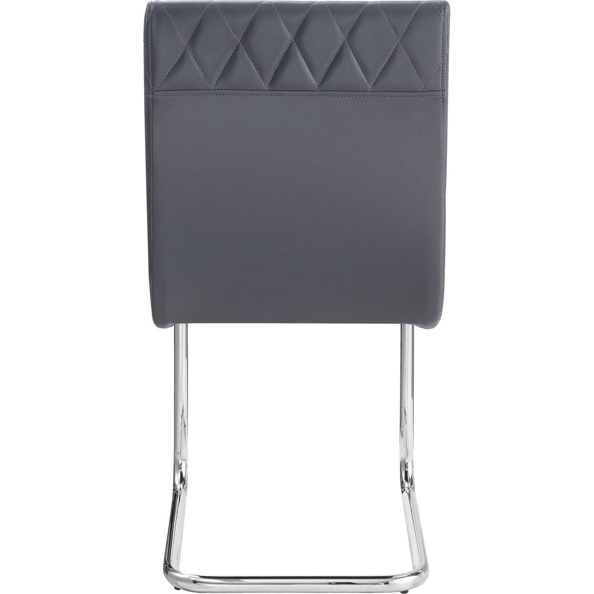 Ansonia Side Chair (Set-2), Gray PU & Chrome