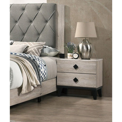 Bedroom Furniture Contemporary Look Cream Color Nightstand Drawers Bed Side Table plywood