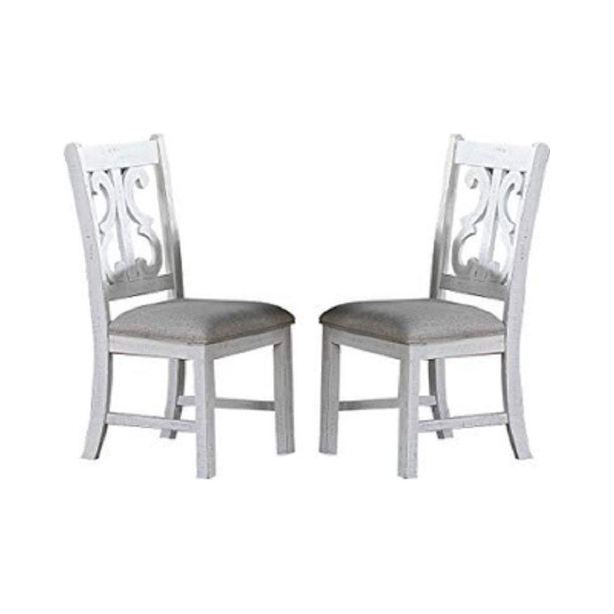 Formal Classic Crafted Design Set of 2 Chairs Wooden Cushion Seat Distressed paint Chairs