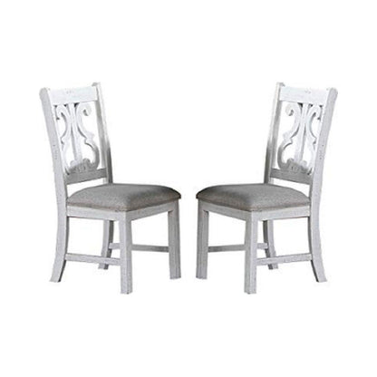 Formal Classic Crafted Design Set of 2 Chairs Wooden Cushion Seat Distressed paint Chairs