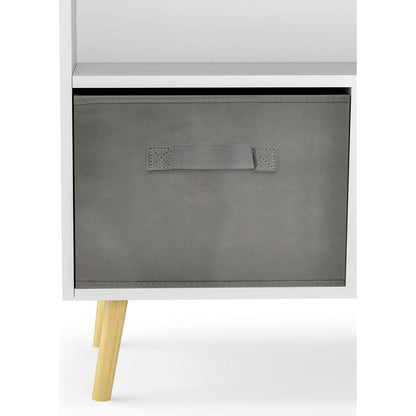 Kids bookcase with Collapsible Fabric Drawers, Children's Book Display, Toy Storage Cabinet Organizer, White/Gray