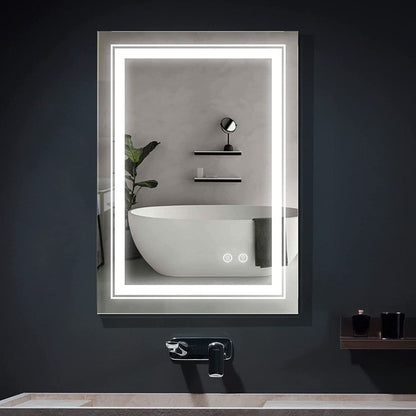 32x24 LED Lighted Bathroom Wall Mounted Mirror with High Lumen+Anti-Fog Separately Control+Dimmer Function