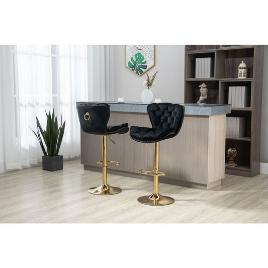 Swivel Bar Stools Set of 2 Adjustable Counter Height Chairs with Footrest for Kitchen, Dining Room 2PC/SET